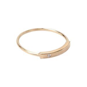 Designer Womens 14K Yellow Gold Diamond Accent Dainty Bar Ring Sz 5.5 0.9g